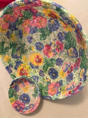 Original Use Floral Pansy Pattern Decorative Bowls in Pink, Yellow, Blue, Green